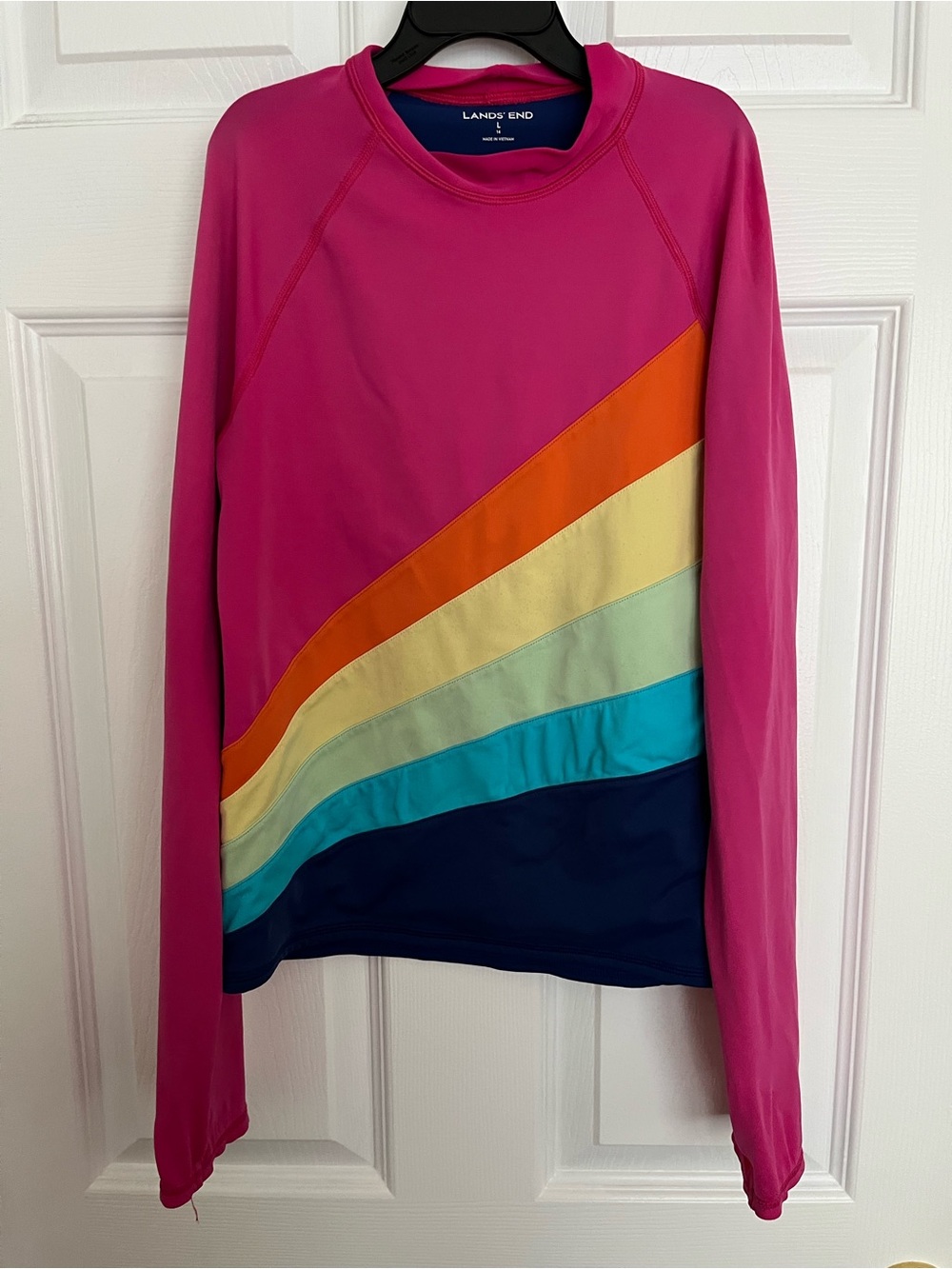 Lands' End Bright Pink Swim Top with Navy Interior